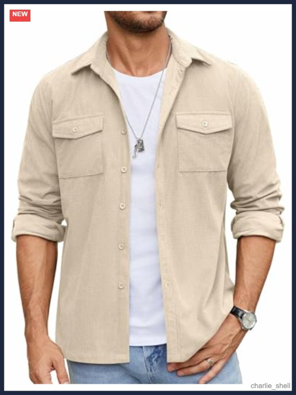 Waffle Knit Button Down Shacket Lightweight Overshirt with Flap Pockets